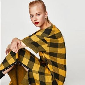 Zara Trafaluc Yellow Plaid Maxi Dress